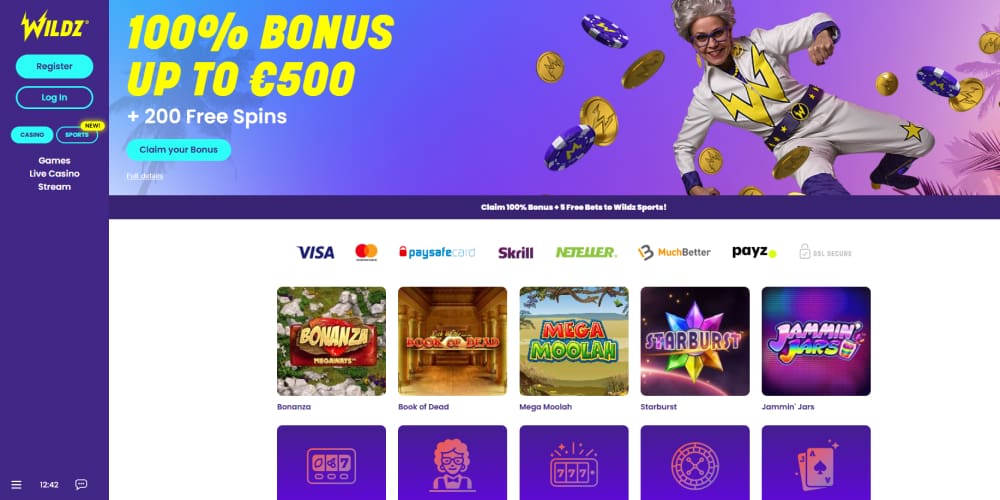 Wildz Casino game selection